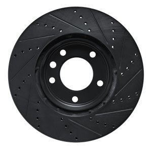 Porsche Cayenne Brake Rotor (1) - Left Front - R1 Concepts - Drilled & Slotted - Black - `03-`18